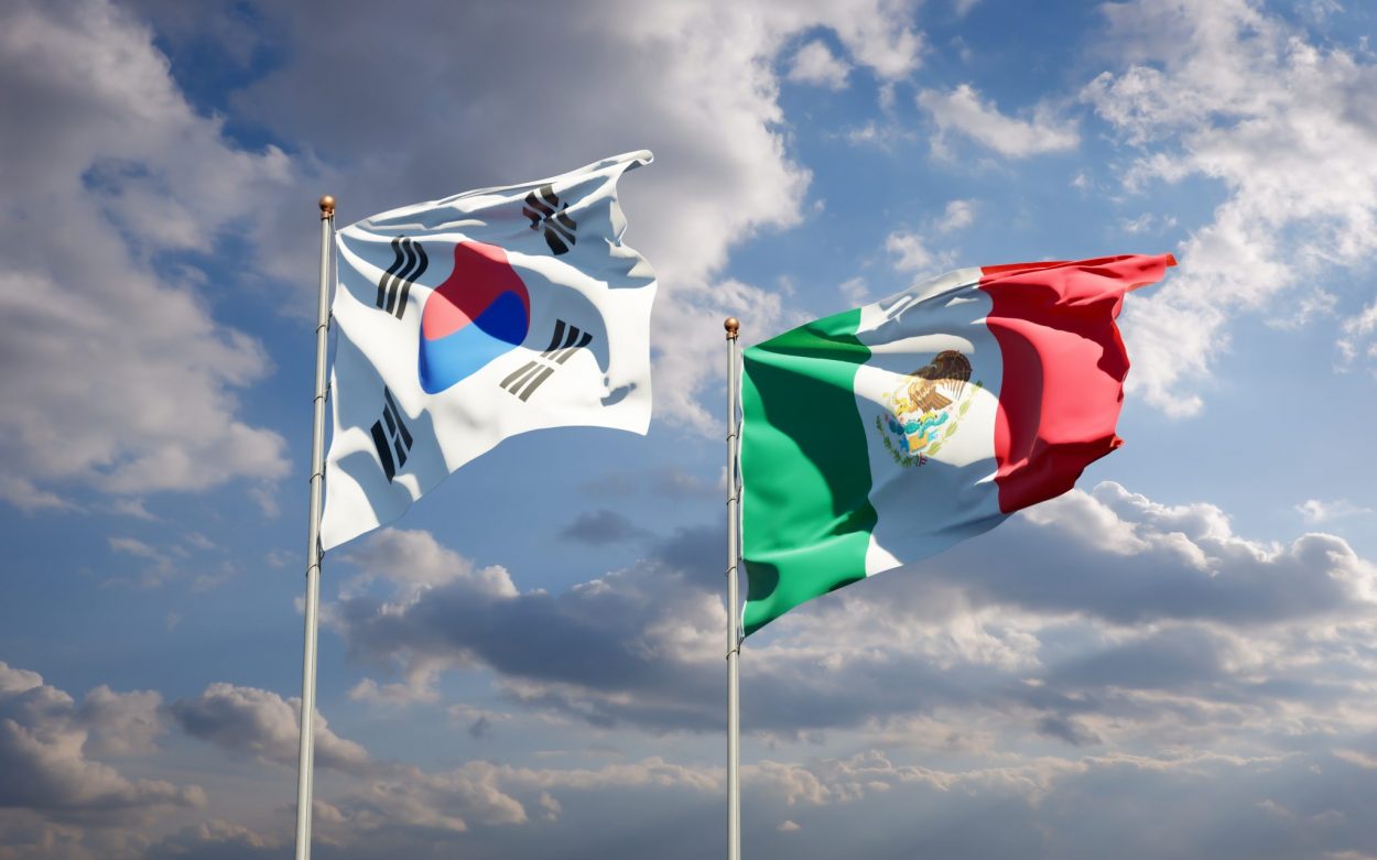 banderas de México y Corea del Sur