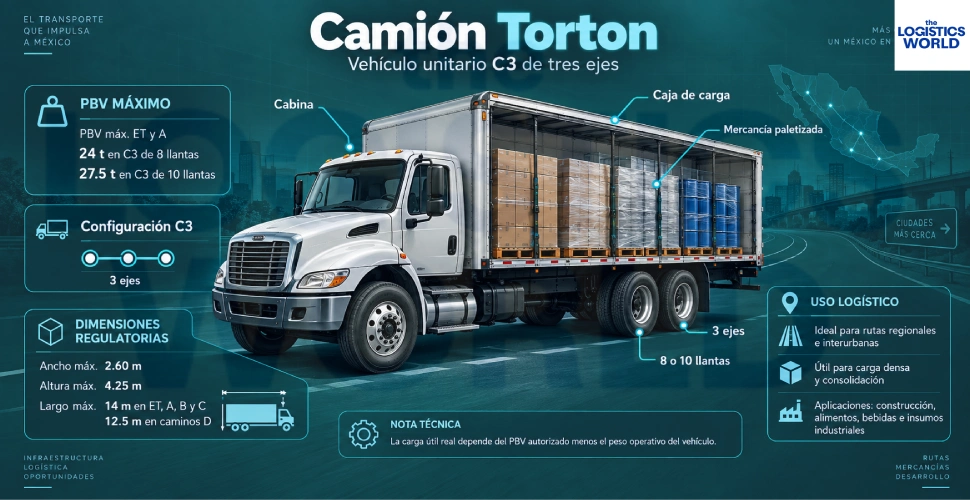 Camión torton: qué es, capacidad de carga y medidas
